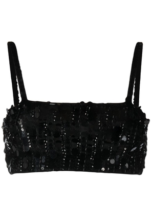 PAROSH sequin-embellished crop top - XS WHITE