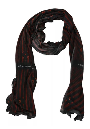 Black Red Viscose Foulard Branded Scarf