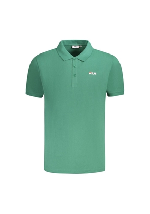 Green Cotton Men Polo Shirt - S
