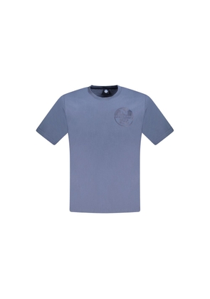Blue Cotton Men T-Shirt - S