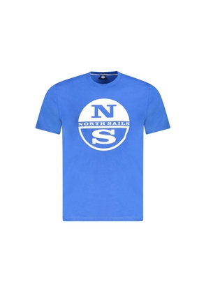 Blue Cotton Men T-Shirt - S