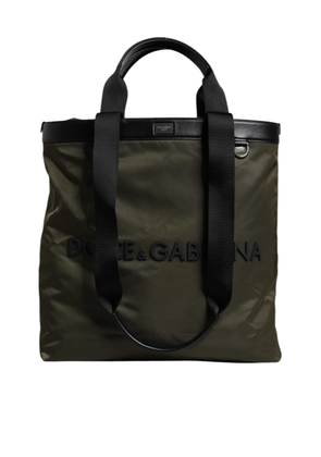 Military Green Nylon Shoulder Strap Tote Bag