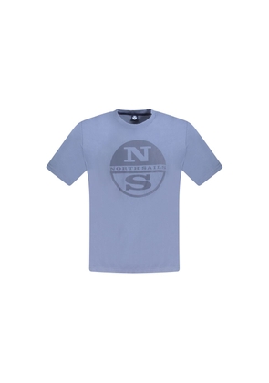 Blue Cotton Men T-Shirt - S