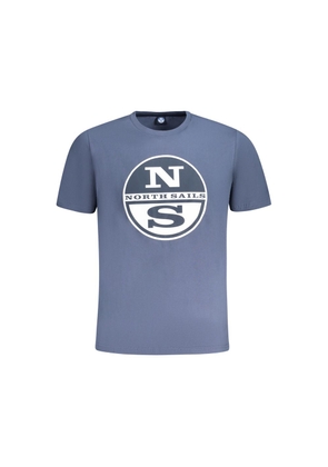 Blue Cotton Men T-Shirt - S