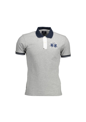 Gray Cotton Men Polo Shirt - XXL