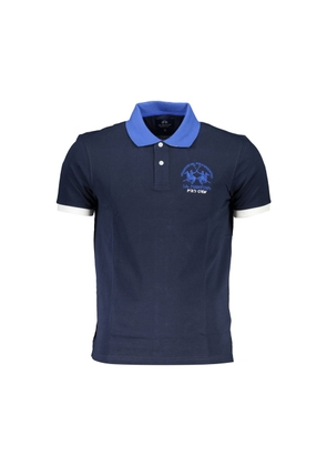 Blue Cotton Mens Polo Shirt - M