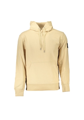 Beige Brushed Cotton Hoodie with Central Pocket - S