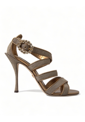 Bronze Crystal Stiletto Heels Sandals - EU40/US9.5
