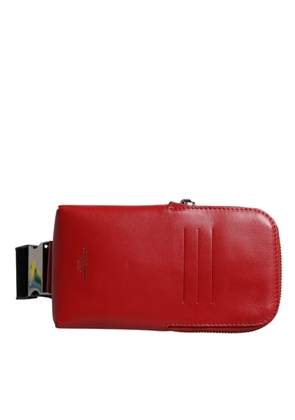Red Calfskin Logo Purse Phone Belt Waist Bag