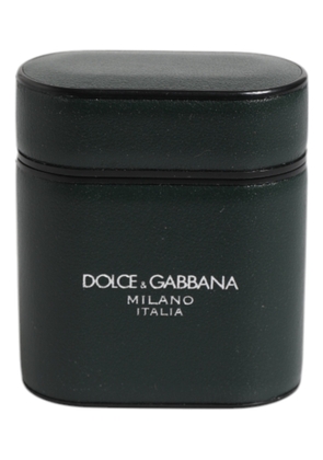 Black Calfskin Leather Logo Print Flip Holder Airpods Case