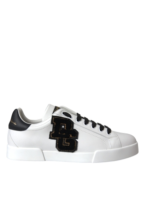 White Leather DG Logo Casual Low Top Sneakers Shoes - EU41.5/US8.5