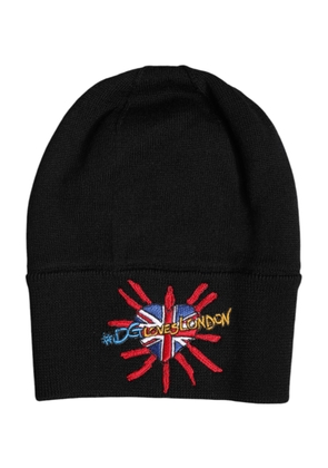 Black #DGLOVESLONDON Knitted Beanie Hat