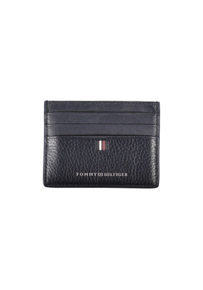 Sleek Blue Leather Card Holder with Contrast Details