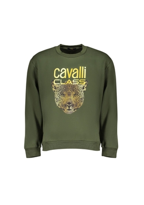 Elegant Green Fleece Crew Neck Sweatshirt - M