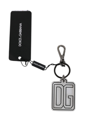 Gray Black DG Rubber Logo Silver Men's Keychain Keyring