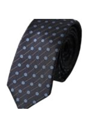 Black Blue Polka Dot Silk Adjustable Men Tie