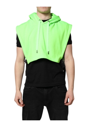 Green Polyester Hooded Sportswear Vest Sweater