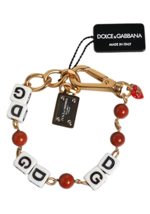Multicolor Gold Tone Brass Chain DG Logo Dice Bracelet