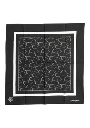 Black White Printed Square Men Foulard Scarf
