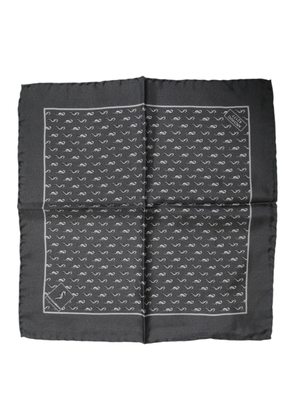 Black Fish Print Silk Square Men Foulard Scarf