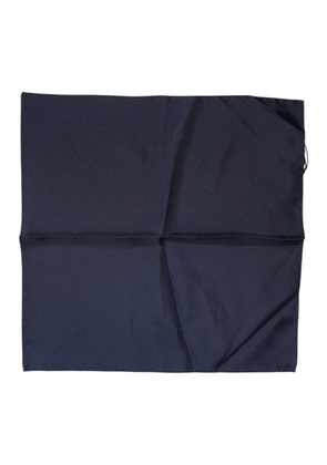 Dark Blue Silk Square Men Foulard Scarf