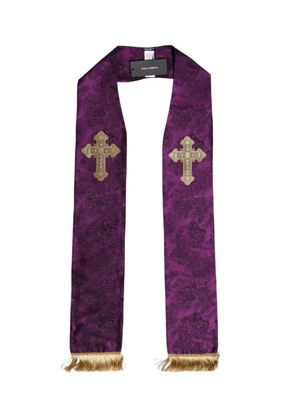 Purple Silk Fringes Cross Men Foulard Scarf