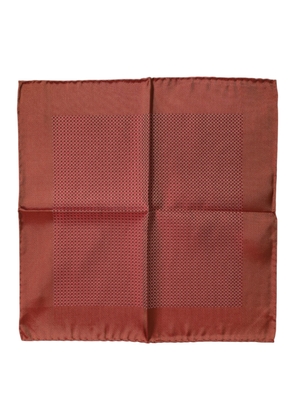 Orange Silk Square Men Foulard Scarf