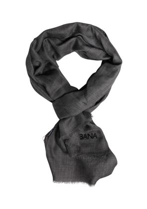 Gray Logo Print Neck Warmer Wrap Shawl Scarf