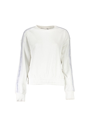 White Cotton Women Sweater - L