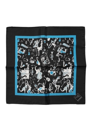 Black Jazz Club Silk Square Men Foulard Scarf