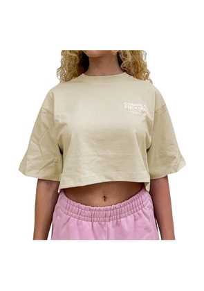 Beige Cotton Tops & T-Shirt - XS