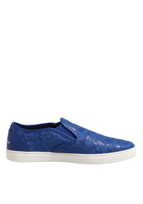 Blue Leather Lace Slip On Sneaker Shoes - EU40/US7