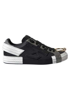 Black Leather Low Top Sneakers Portofino Shoes - EU44/US11