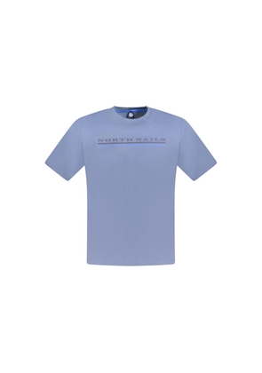 Blue Cotton Men T-Shirt - S