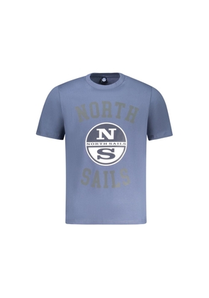 Blue Cotton Men T-Shirt - S