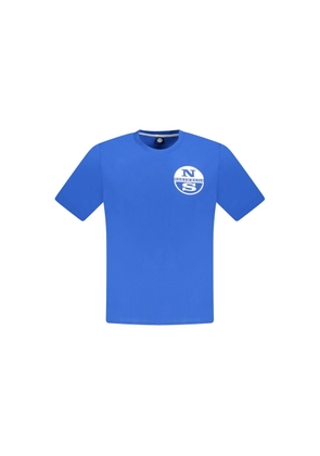 Blue Cotton Men T-Shirt - S