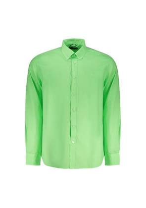 Green Cotton Men Shirt - S