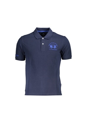 Blue Cotton Men Polo Shirt - M