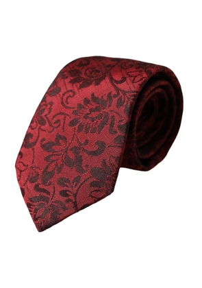 Red Floral Brocade Silk Adjustable Men Tie