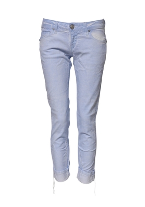 Light Blue Cotton Slim Fit Denim Low Waist Denim Jeans - W26