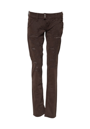 Brown Cotton Low Waist Skinny Casual Jeans - W28