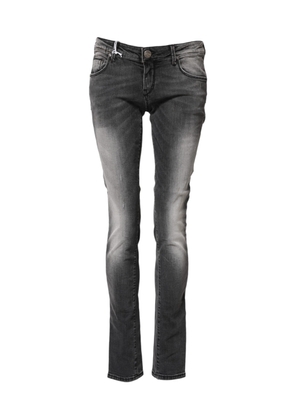 Dark Gray Cotton Slim Fit Denim Low Waist Denim Jeans - W30