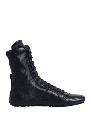 Dark Blue Leather KING High Top Sneakers Shoes - EU40/US7