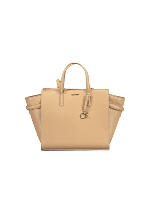 Beige Polyester Women Handbag