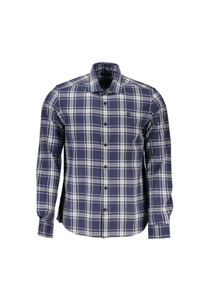 Blue Cotton Men Shirt - L