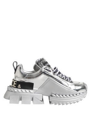 Silver Leather Super Queen Sneakers Shoes - EU35/US4.5