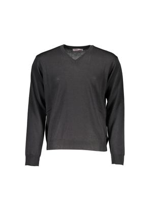 Black Wool Men Sweater - S