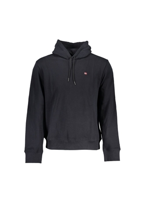 Sleek Black Cotton Hooded Sweatshirt - S