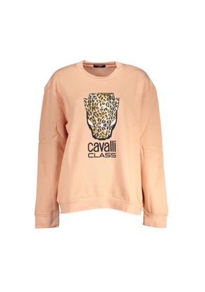 Elegant Pink Fleece Crew Neck Sweater - S