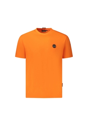 Orange Cotton Men T-Shirt - S